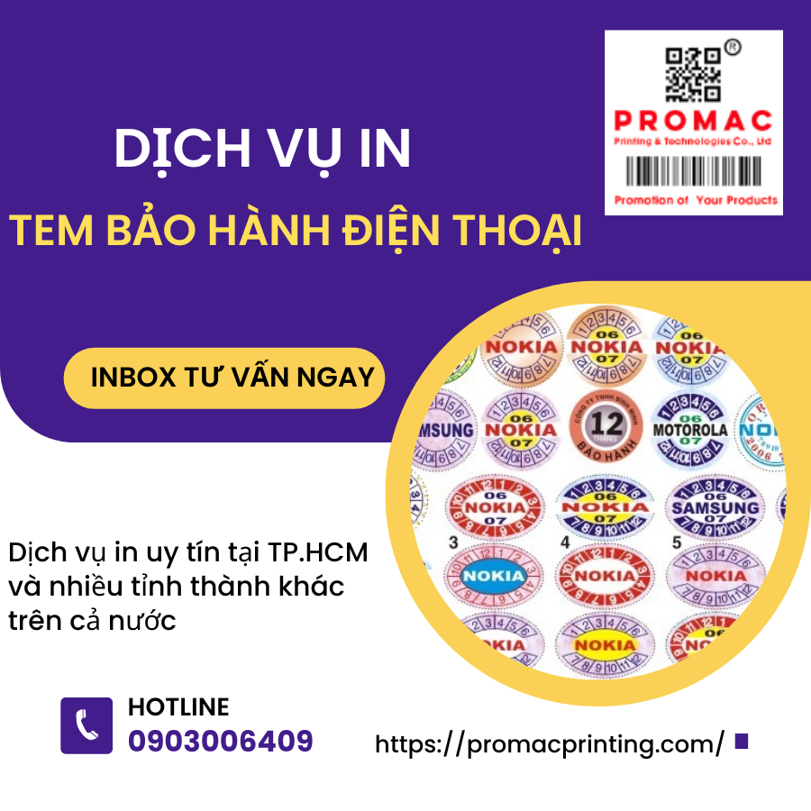 in tem bảo hành điện thoại giá rẻ