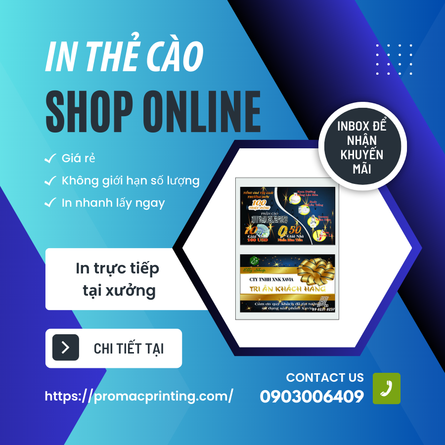 in thẻ cào trúng thưởng shop thời trang