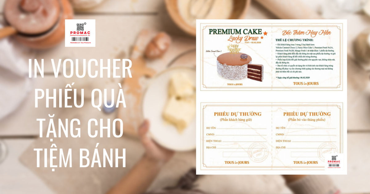 in voucher phiếu quà tặng cho tiệm bánh